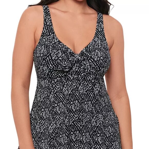 Swim Solutions Women's Abstract Bow Swimdress NWT SZ 16 - Picture 2 of 11